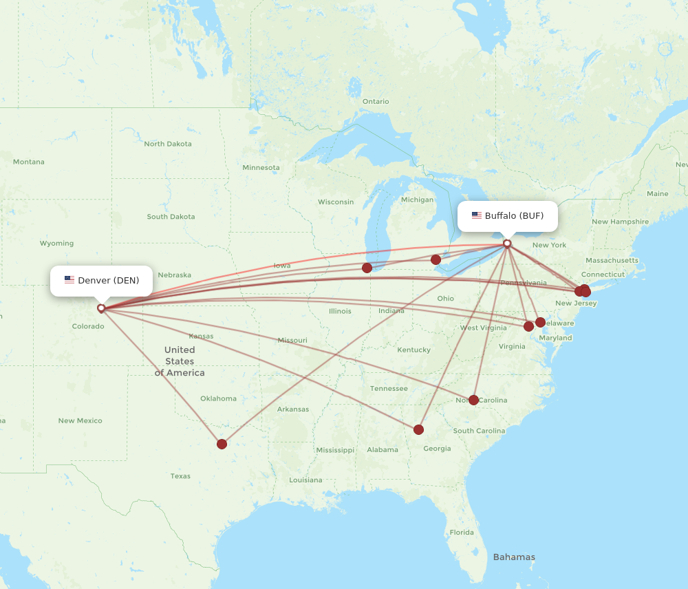 Flights from Denver to Buffalo, DEN to BUF - Flight Routes