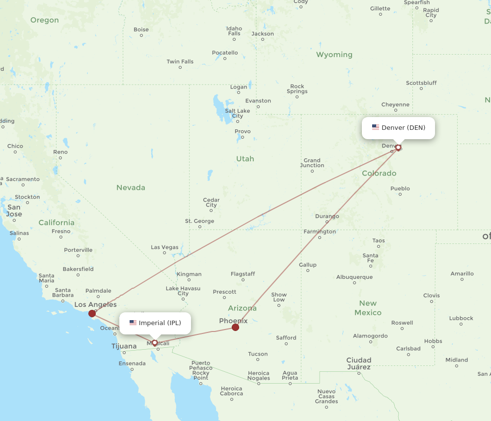 Flights from Denver to Imperial DEN to IPL Flight Routes