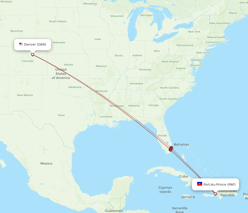 Flights from Denver to Port au Prince DEN to PAP Flight Routes