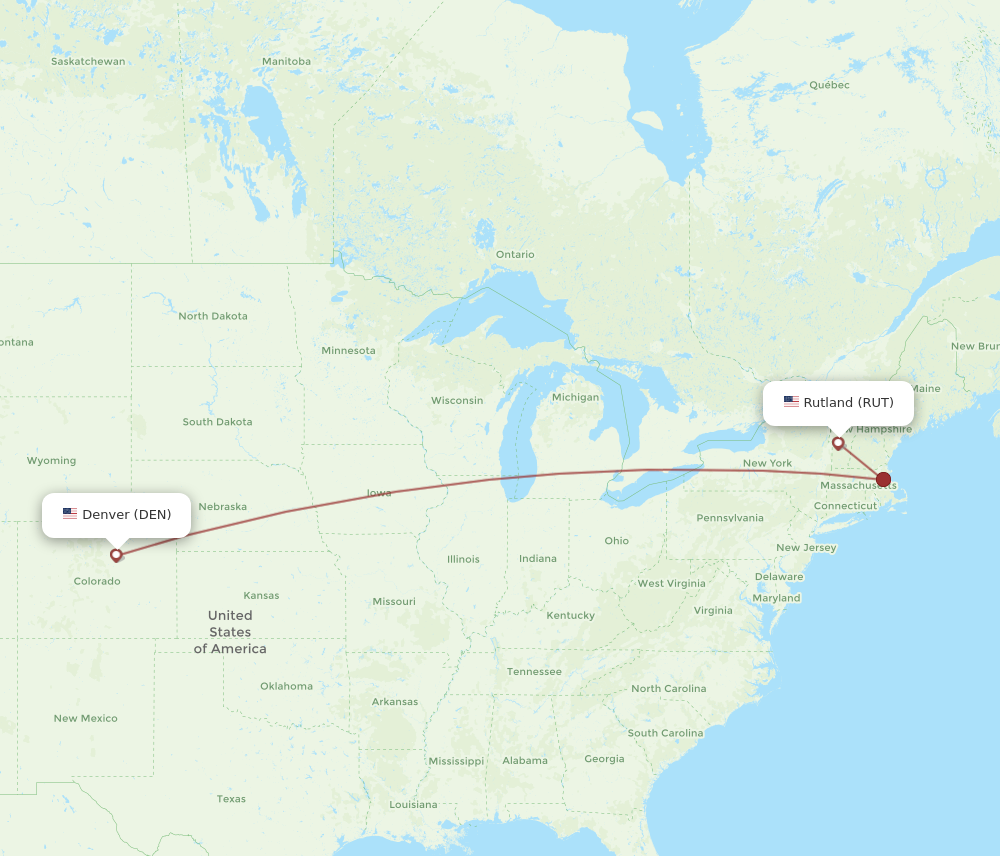 Flights from Denver to Rutland DEN to RUT Flight Routes