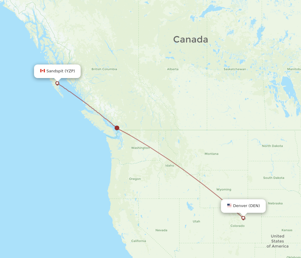 Flights from Denver to Sandspit DEN to YZP Flight Routes