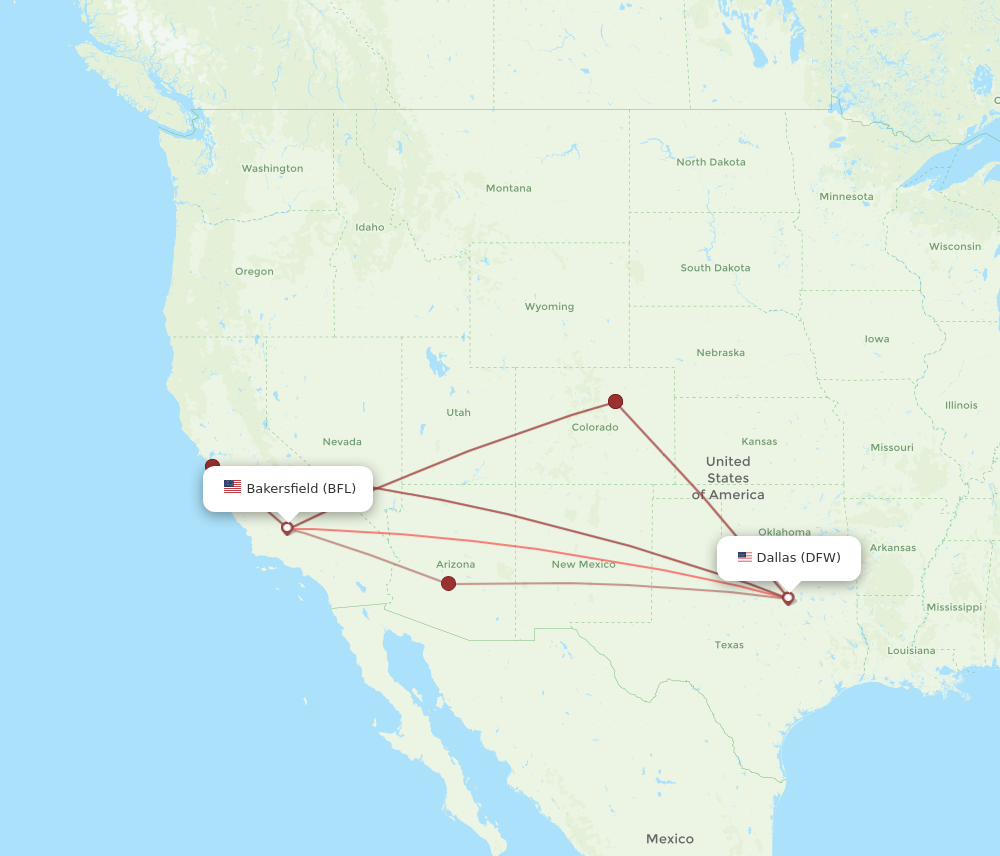 Flights from Dallas to Bakersfield DFW to BFL Flight Routes