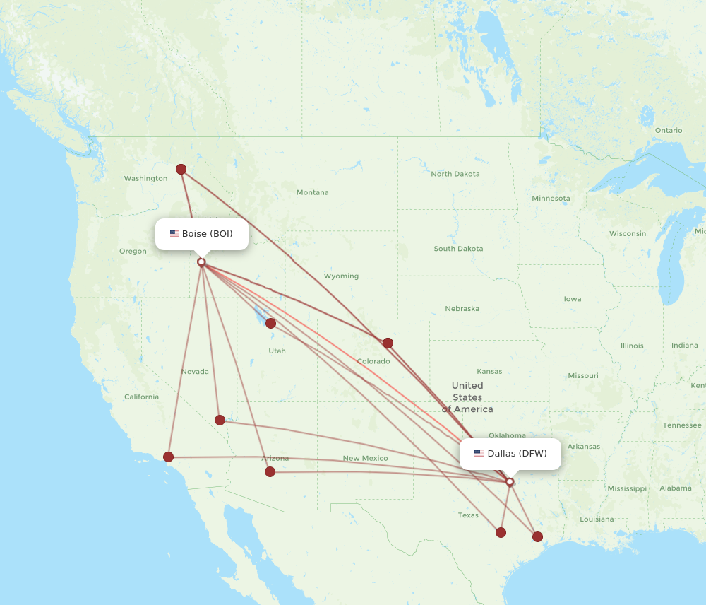 Flights from Dallas to Boise DFW to BOI Flight Routes