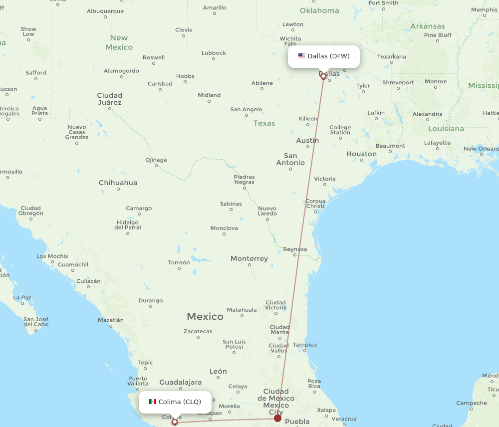 Flights from Colima to Dallas CLQ to DFW Flight Routes