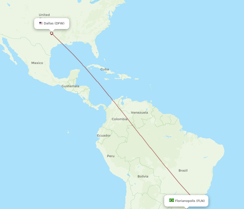 Flights from Dallas to Florianopolis DFW to FLN Flight Routes