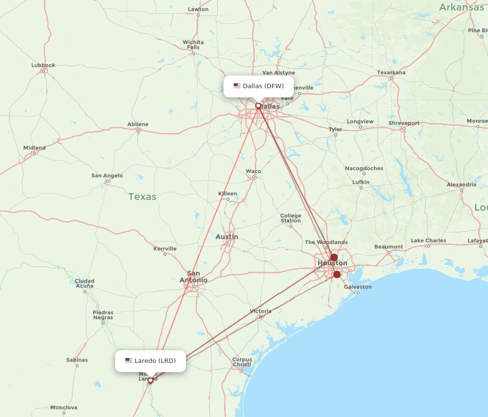 Flights from Dallas to Laredo DFW to LRD Flight Routes