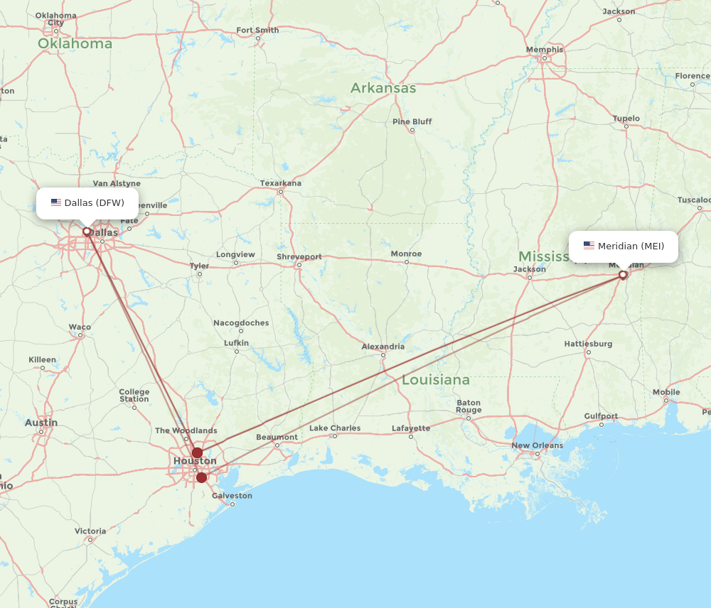 Flights from Dallas to Meridian DFW to MEI Flight Routes