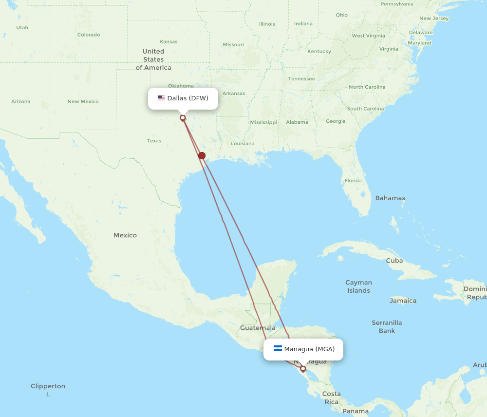 Flights from Dallas to Managua DFW to MGA Flight Routes