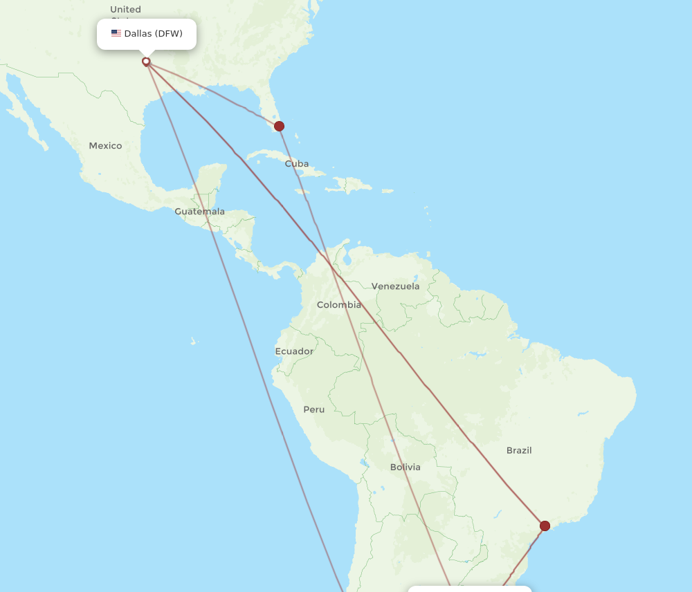 Flights from Dallas to Montevideo DFW to MVD Flight Routes