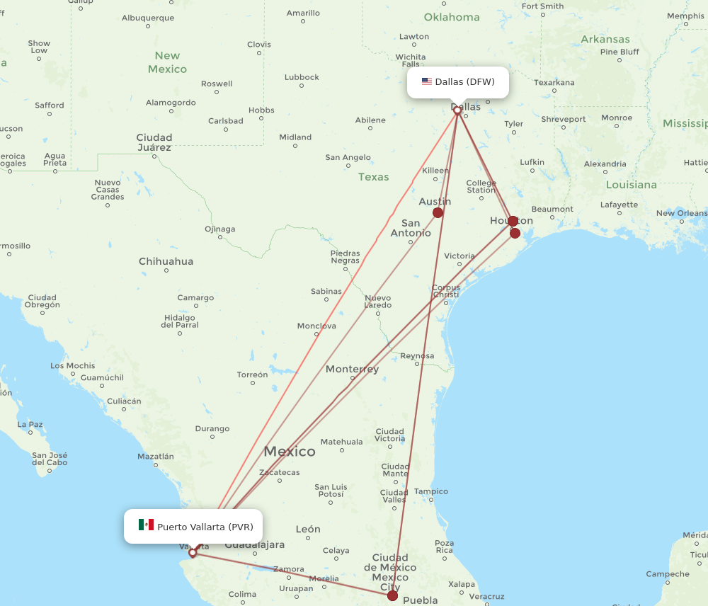 Flights from Dallas to Puerto Vallarta DFW to PVR Flight Routes