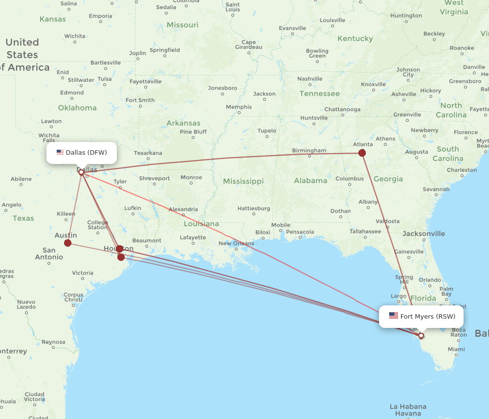 Flights from Dallas to Fort Myers DFW to RSW Flight Routes