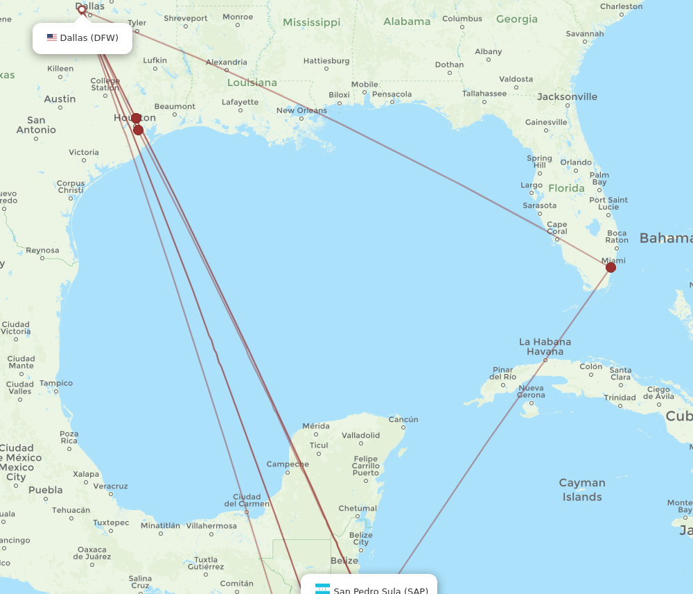 Flights from Dallas to San Pedro Sula DFW to SAP Flight Routes