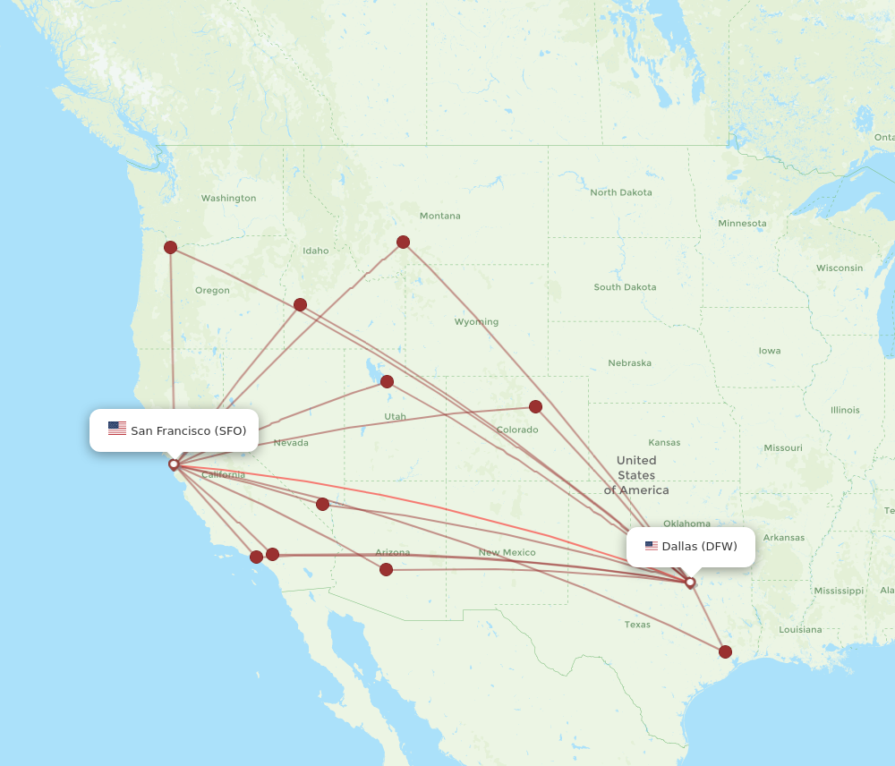 Flights from Dallas to San Francisco DFW to SFO Flight Routes