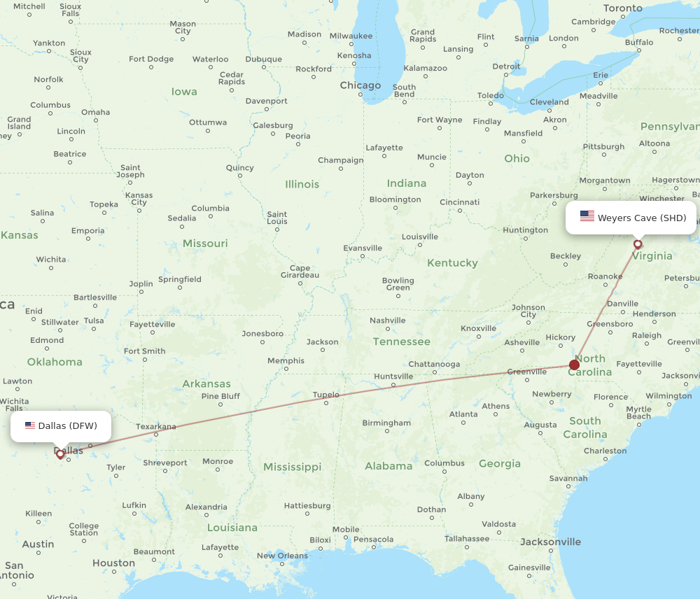 Flights from Dallas to Staunton DFW to SHD Flight Routes