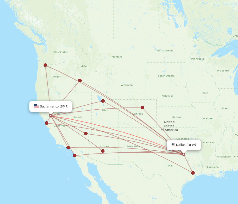 Flights from Dallas to Sacramento DFW to SMF Flight Routes