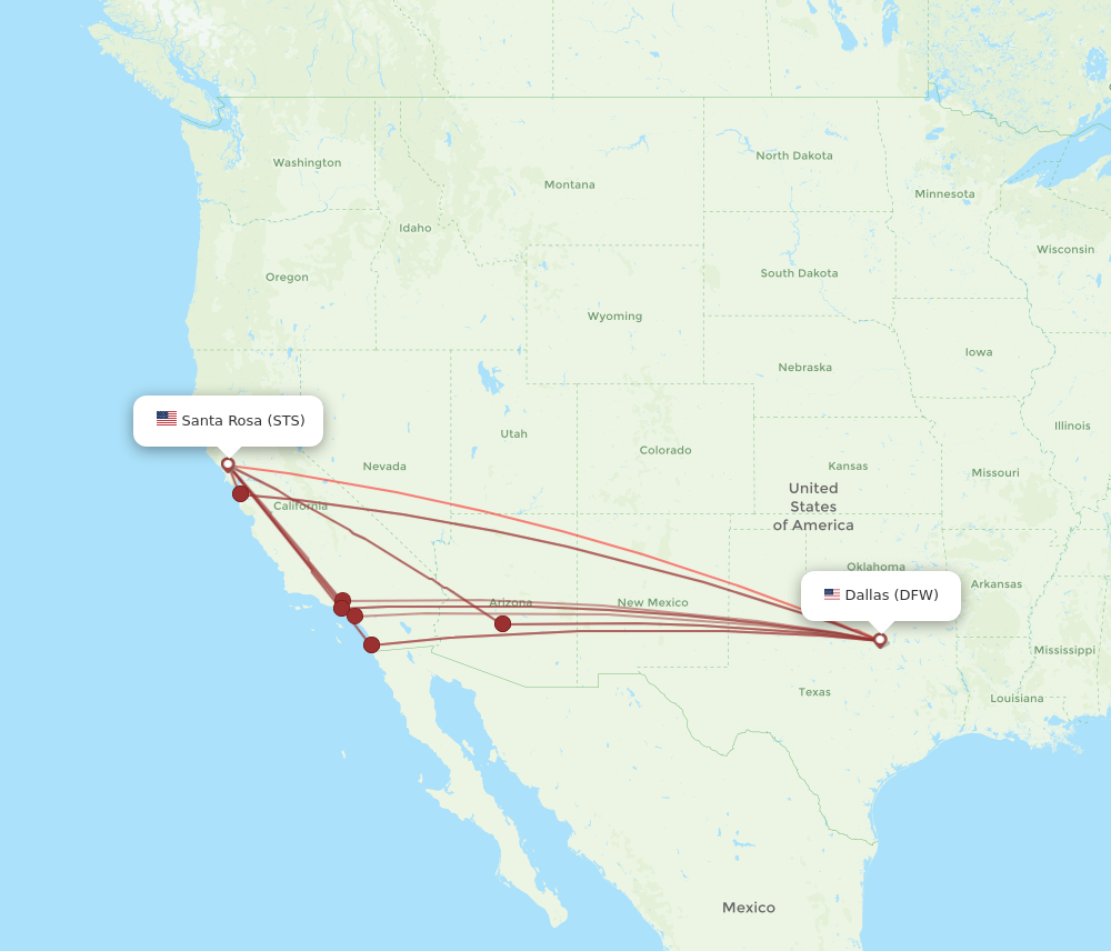 All flight routes from Dallas to Santa Rosa, DFW to STS - Flight Routes