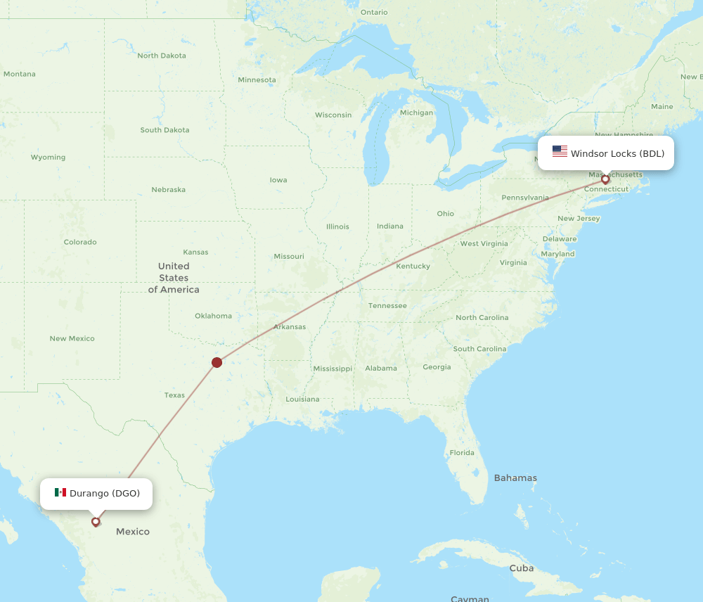 All flight routes from Durango to Hartford, DGO to BDL Flight Routes