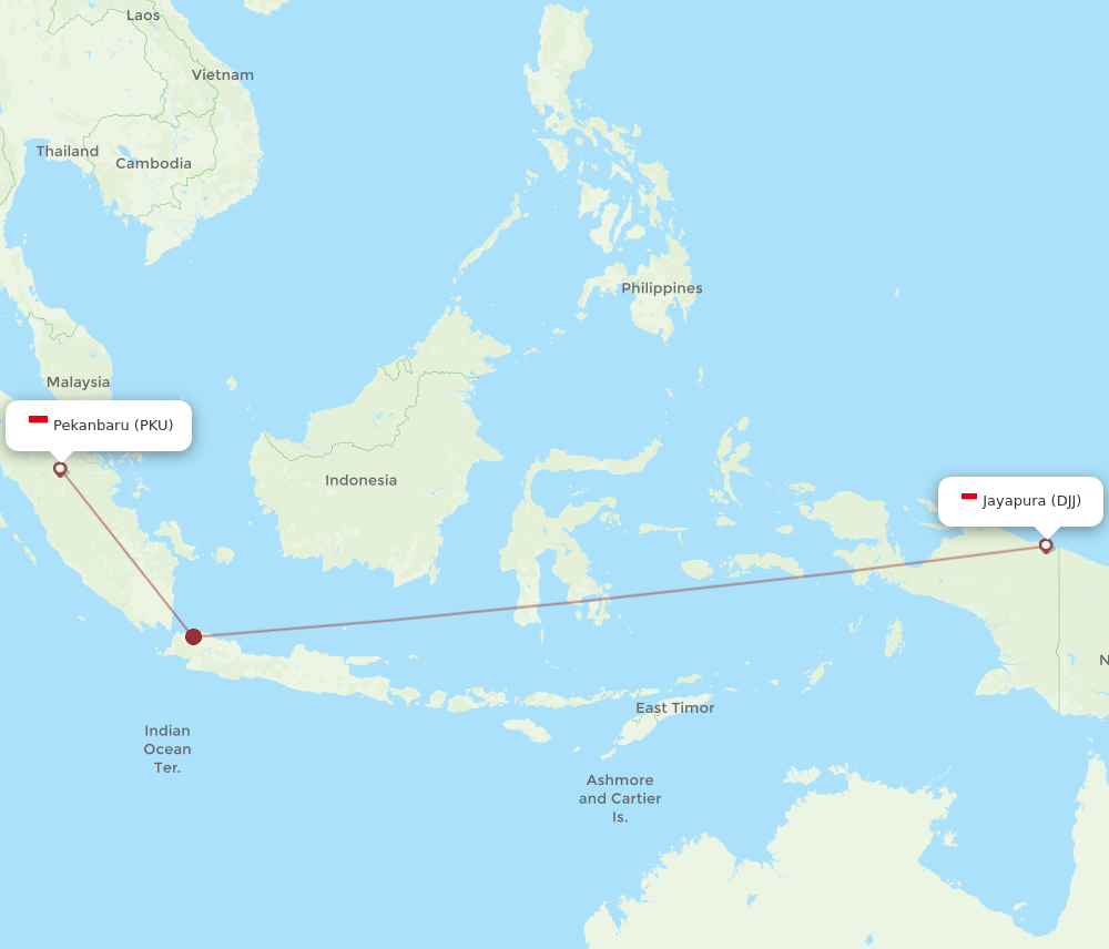 Flights from Pekanbaru to Jayapura, PKU to DJJ - Flight Routes