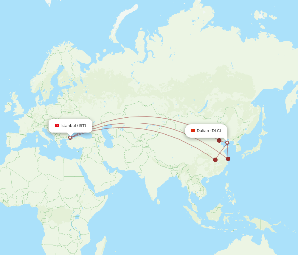 All Flight Routes From Dalian To Istanbul, DLC To IST - Flight Routes