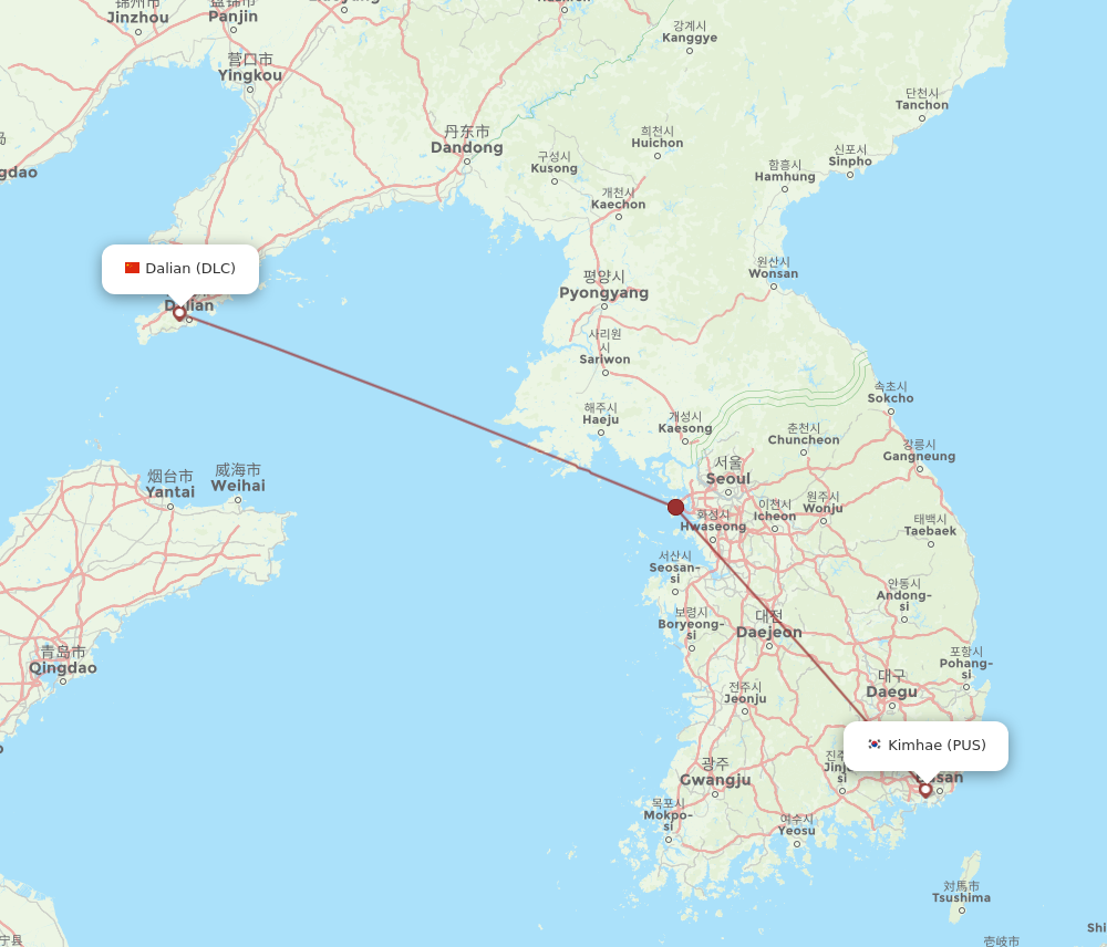 All Flight Routes From Dalian To Busan, Dlc To Pus - Flight Routes