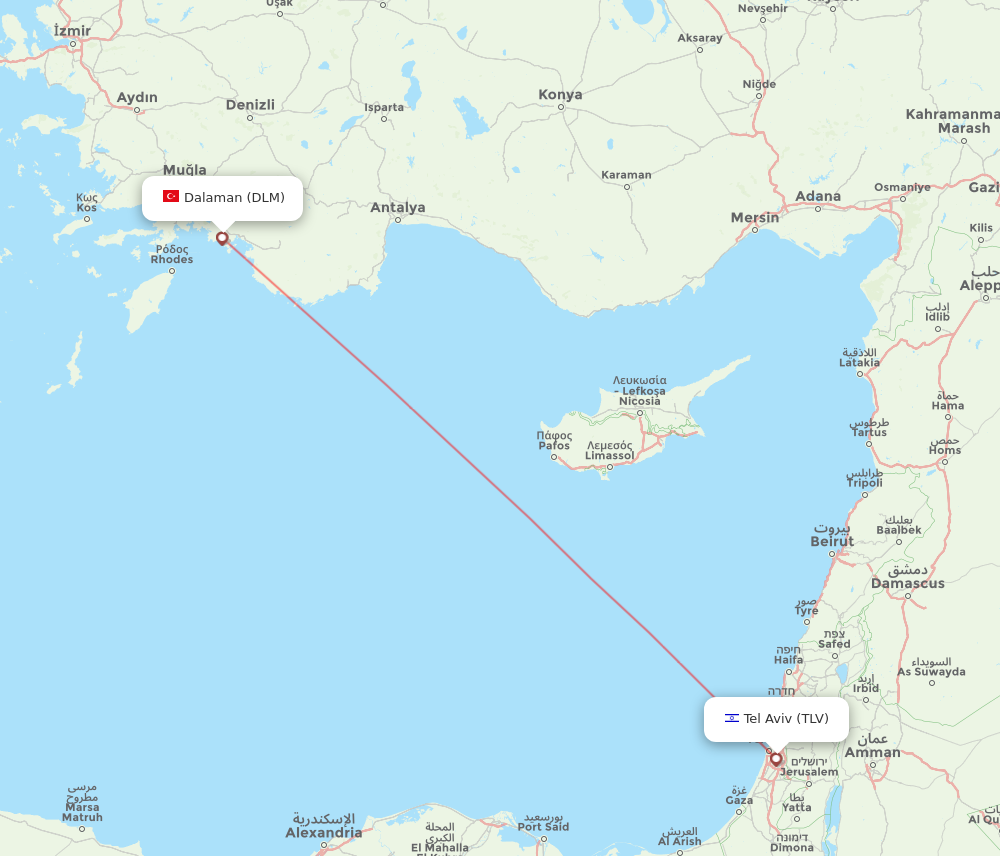 Flights from Dalaman to Tel Aviv Yafo DLM to TLV Flight Routes