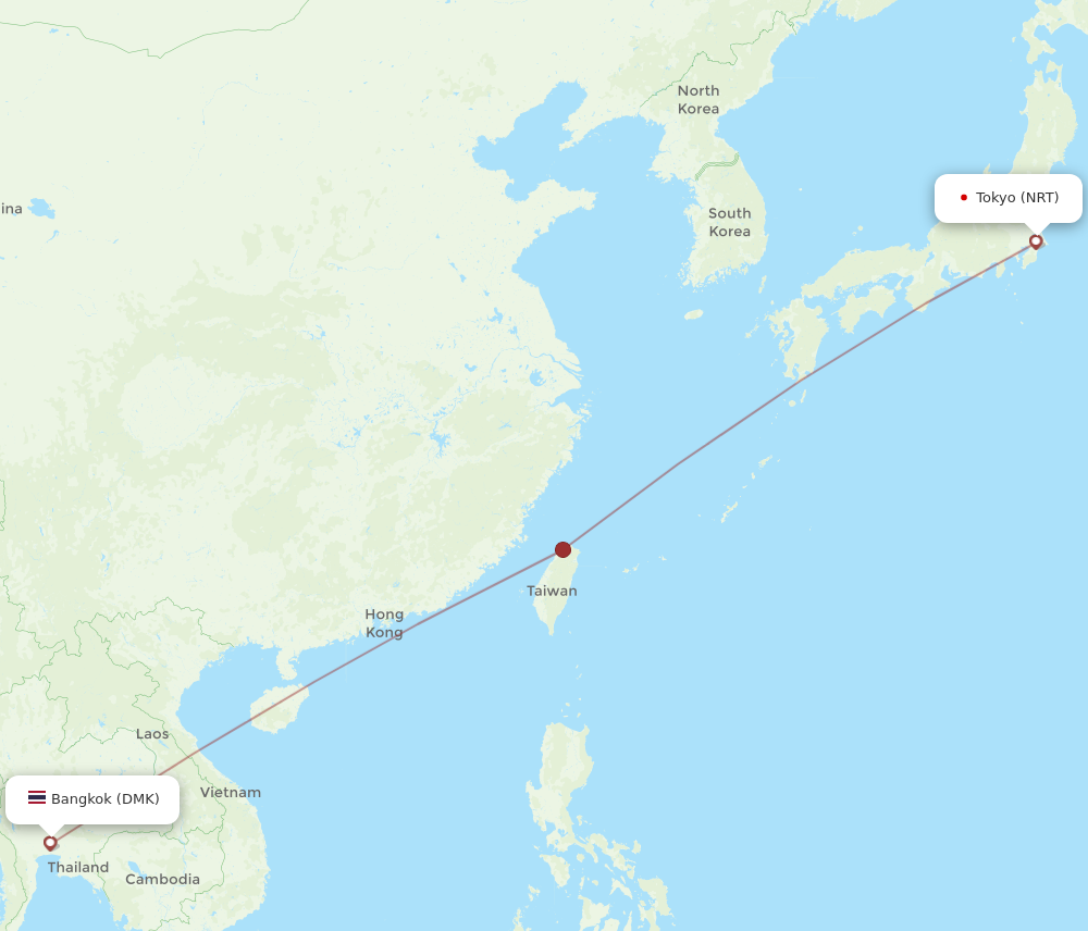 Flights from Bangkok to Tokyo DMK to NRT Flight Routes