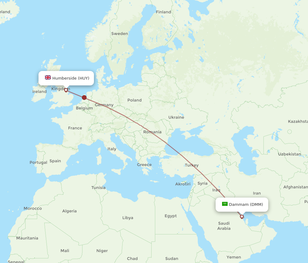 Flights from Dammam to Humberside DMM to HUY Flight Routes