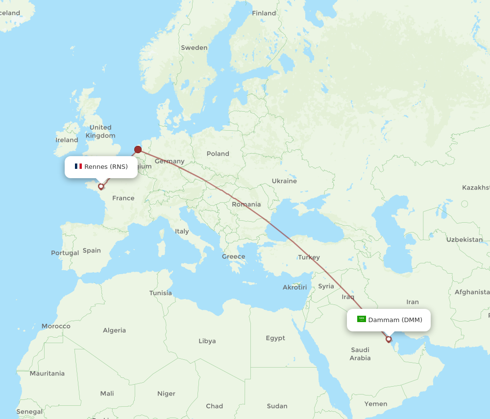 RNS to DMM flights and routes map