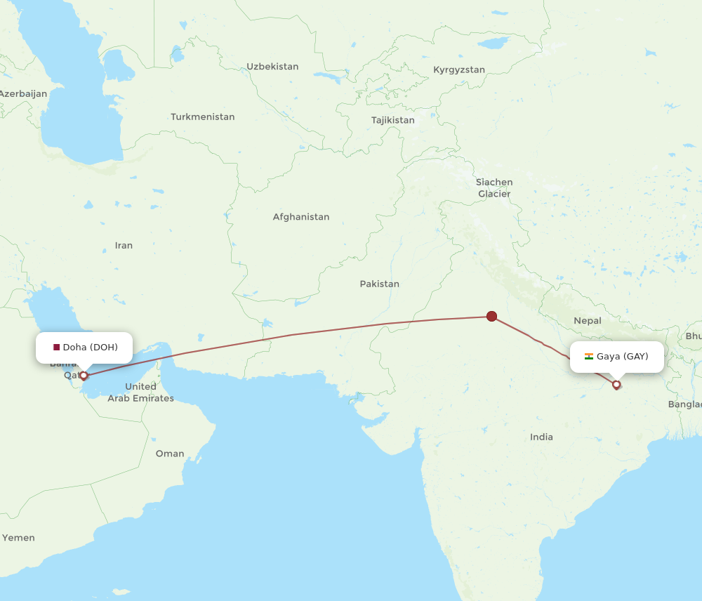 All Flight Routes From Doha To Gaya Doh To Gay Flight Routes 0143