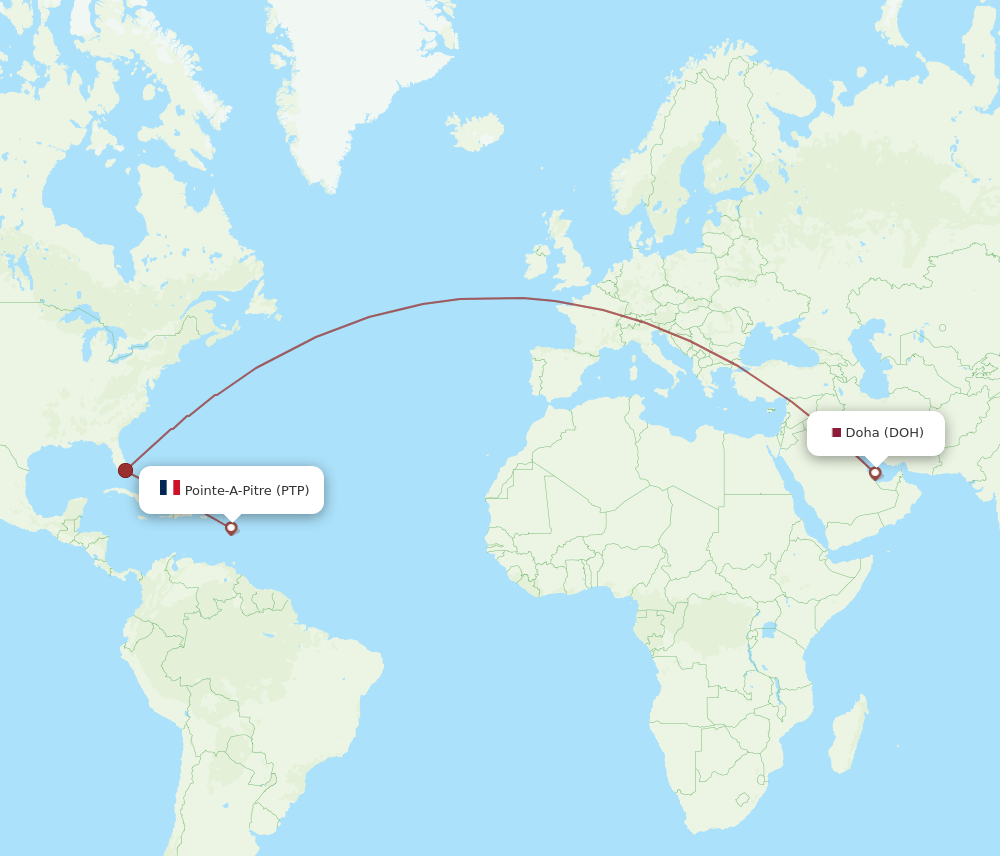 All Flight Routes From Doha To Pointe A Pitre Doh To Ptp Flight Routes 7189