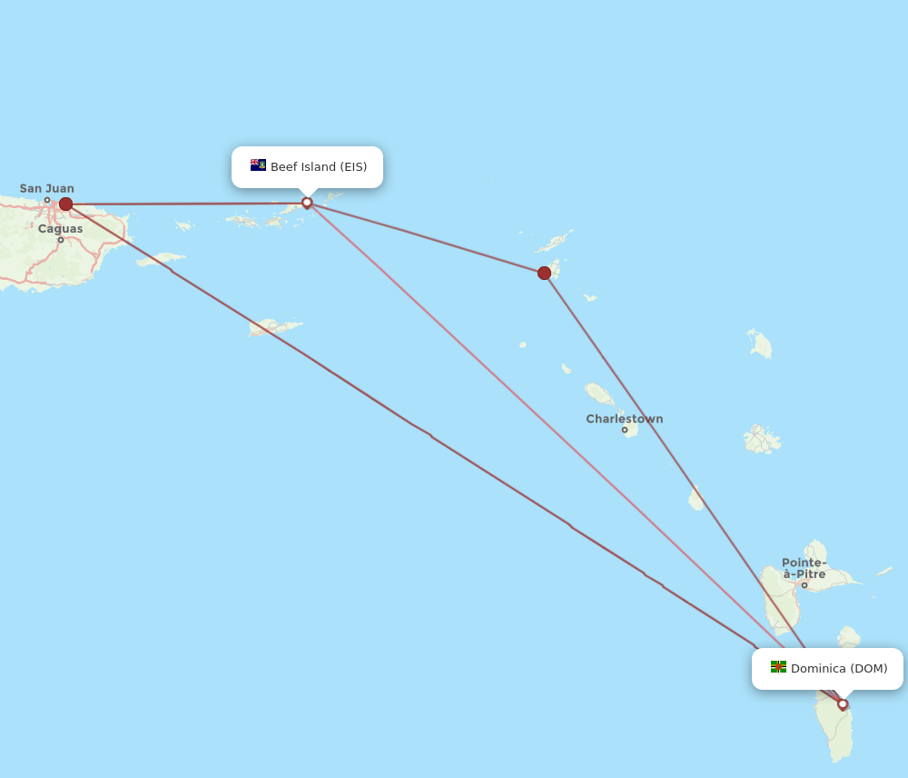 Flights From Dominica To Beef Island, Dom To Eis - Flight Routes