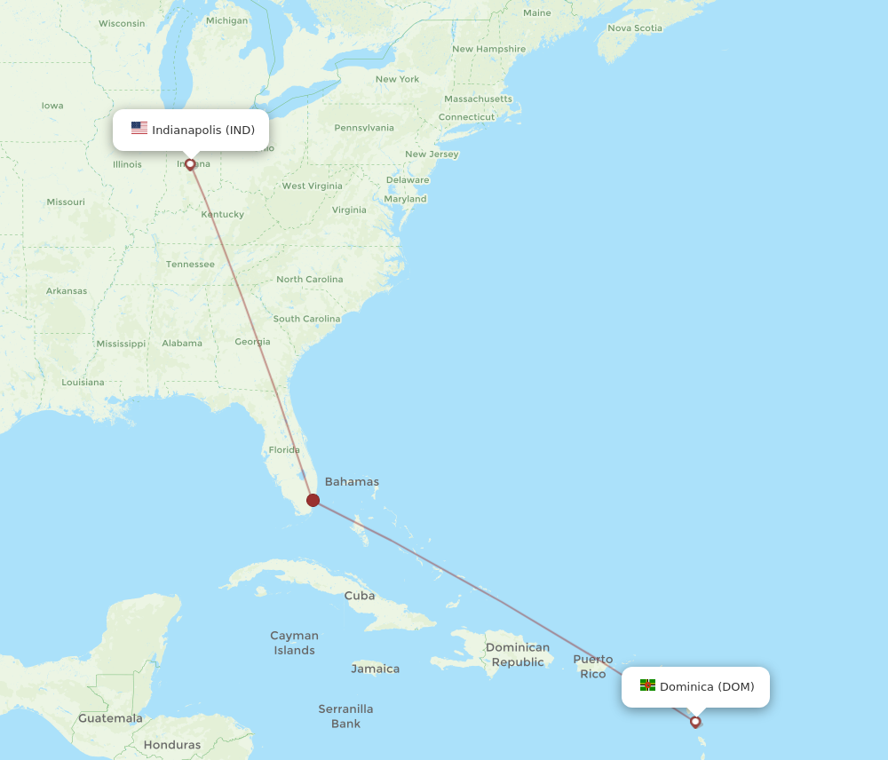 Flights from Dominica to Indianapolis, DOM to IND - Flight Routes