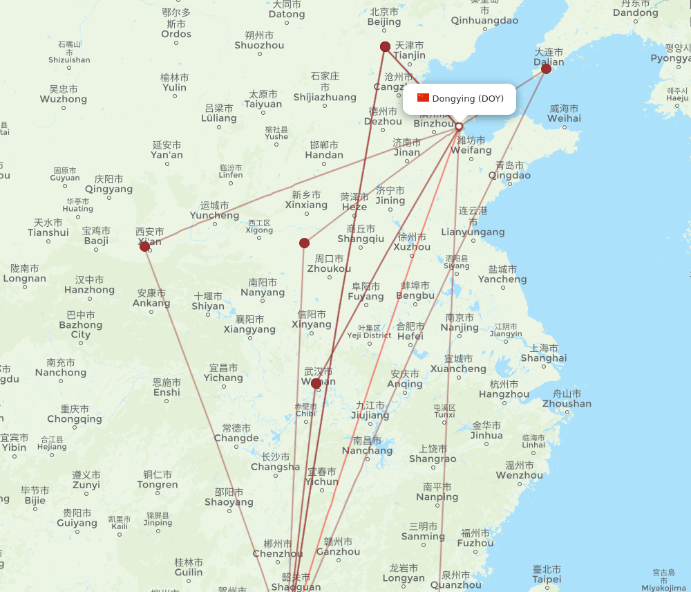 Flights from Dongying to Guangzhou DOY to CAN Flight Routes