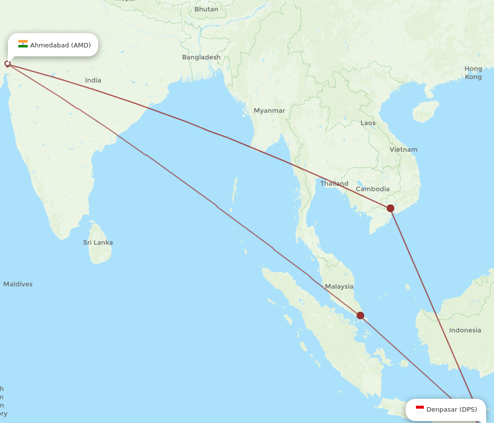 Flights from Denpasar to Ahmedabad DPS to AMD Flight Routes