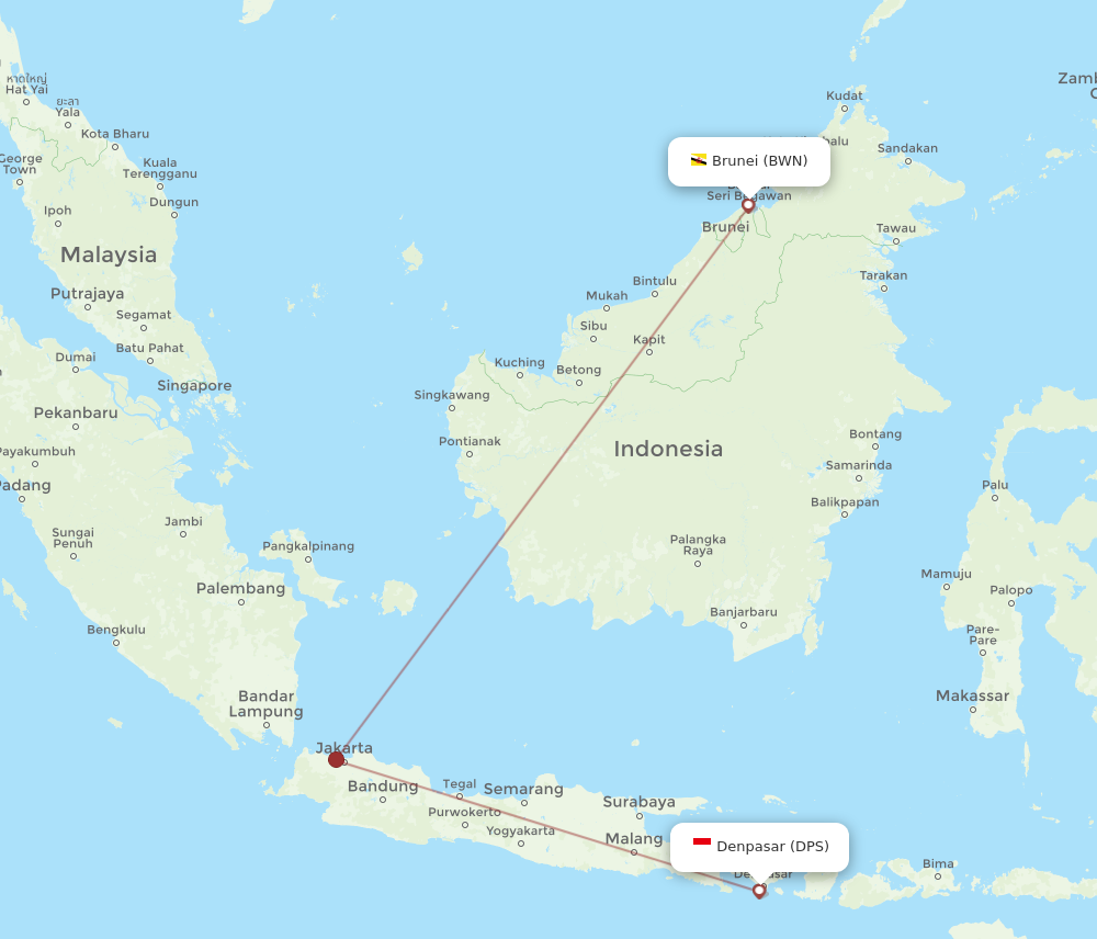 Flights from Denpasar to Bandar Seri Begawan, DPS to BWN - Flight Routes