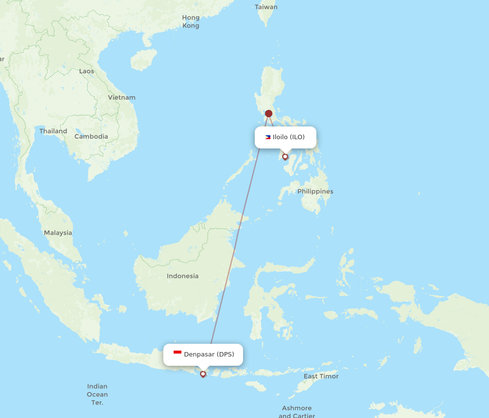 All flight routes from Denpasar to Iloilo, DPS to ILO - Flight Routes