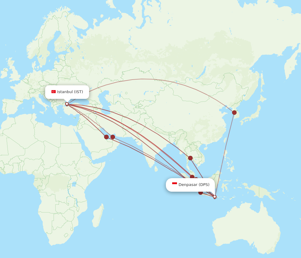 All Flight Routes From Denpasar To Istanbul, Dps To Ist - Flight Routes