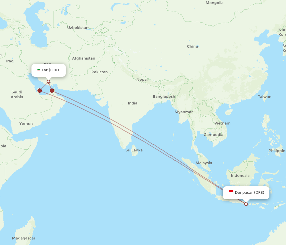 All Flight Routes From Denpasar To Lar, DPS To LRR - Flight Routes