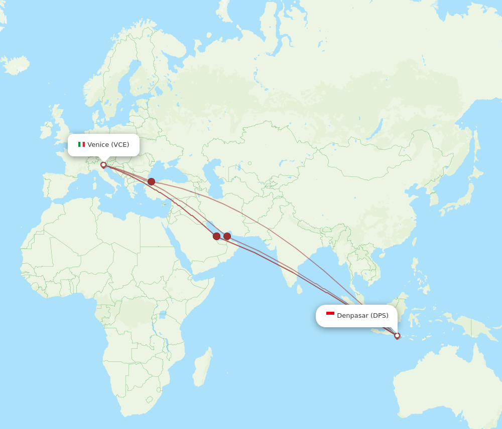 DPS to VCE flights and routes map