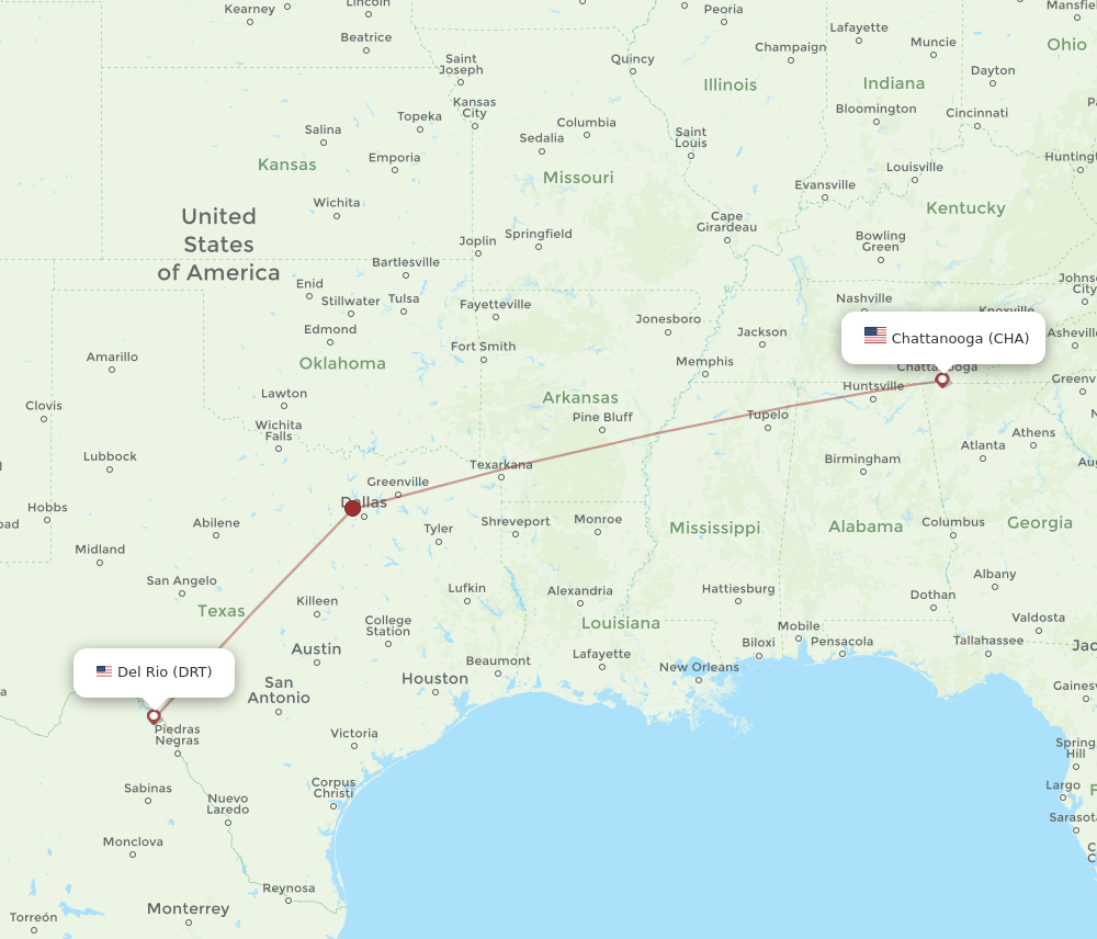 Flights from Del Rio to Chattanooga DRT to CHA Flight Routes