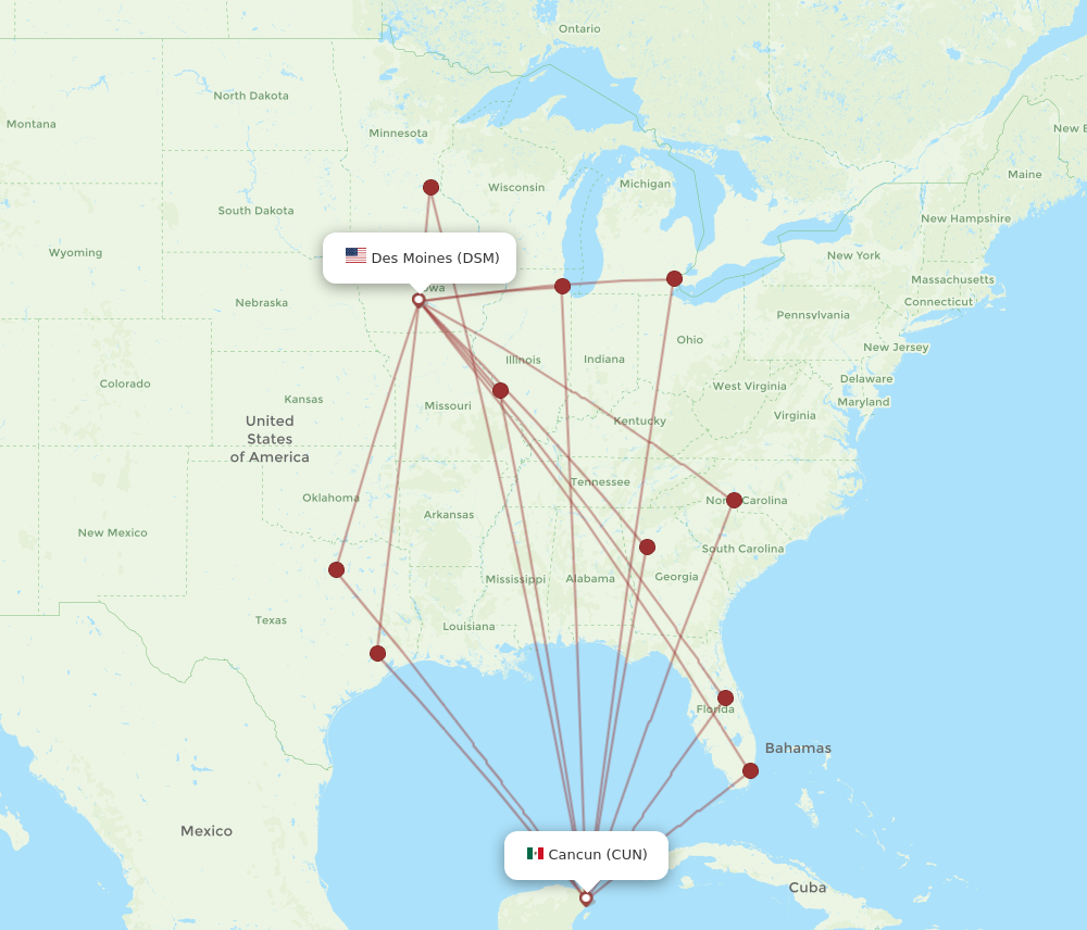 dsm to cancun google flights