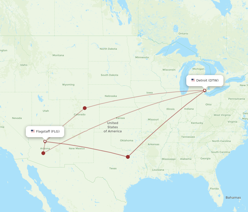 Flights from Detroit to Flagstaff DTW to FLG Flight Routes