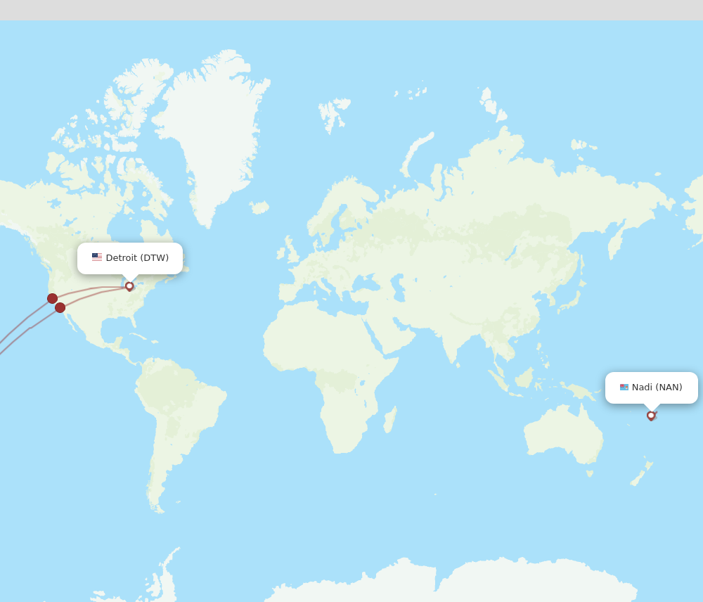 Flights from Detroit to Nadi DTW to NAN Flight Routes