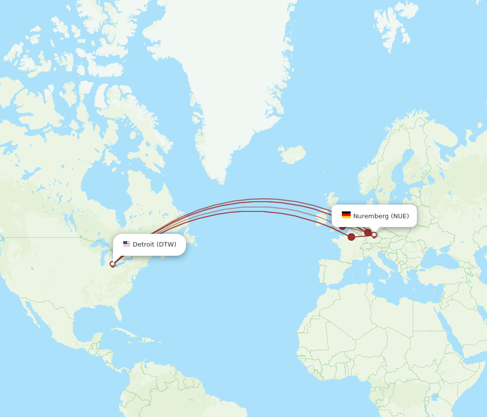 Flights from Detroit to Nuremberg DTW to NUE Flight Routes