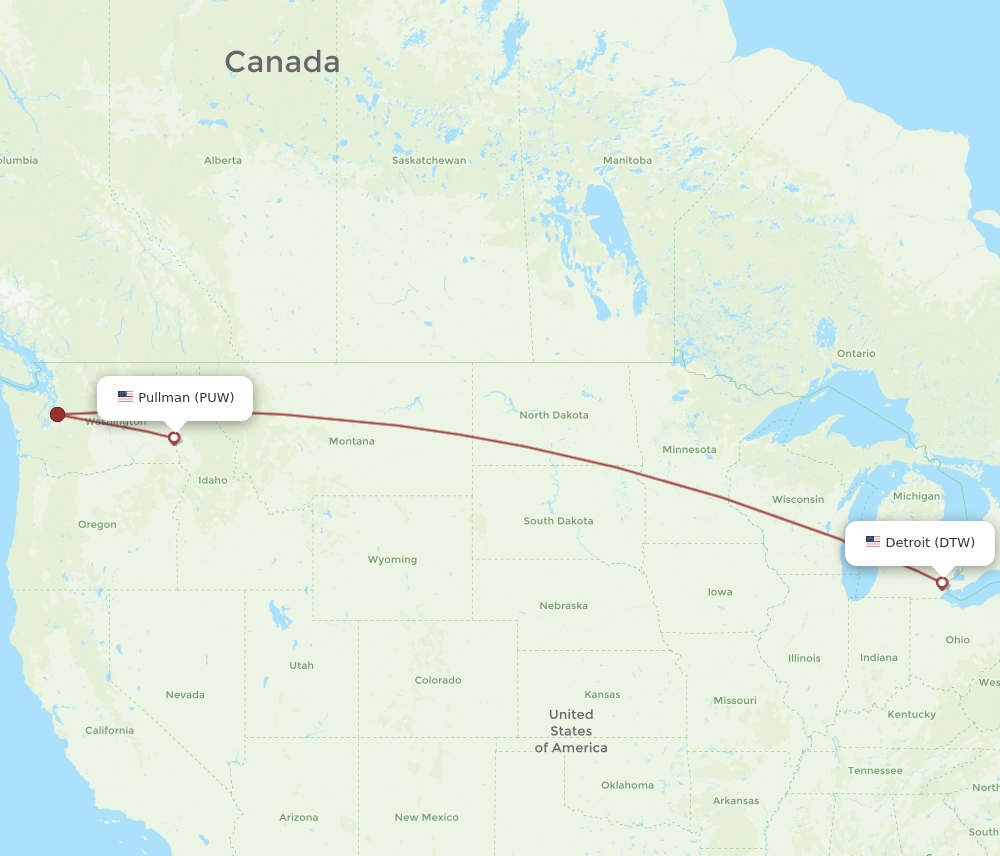 Flights from Detroit to Pullman DTW to PUW Flight Routes