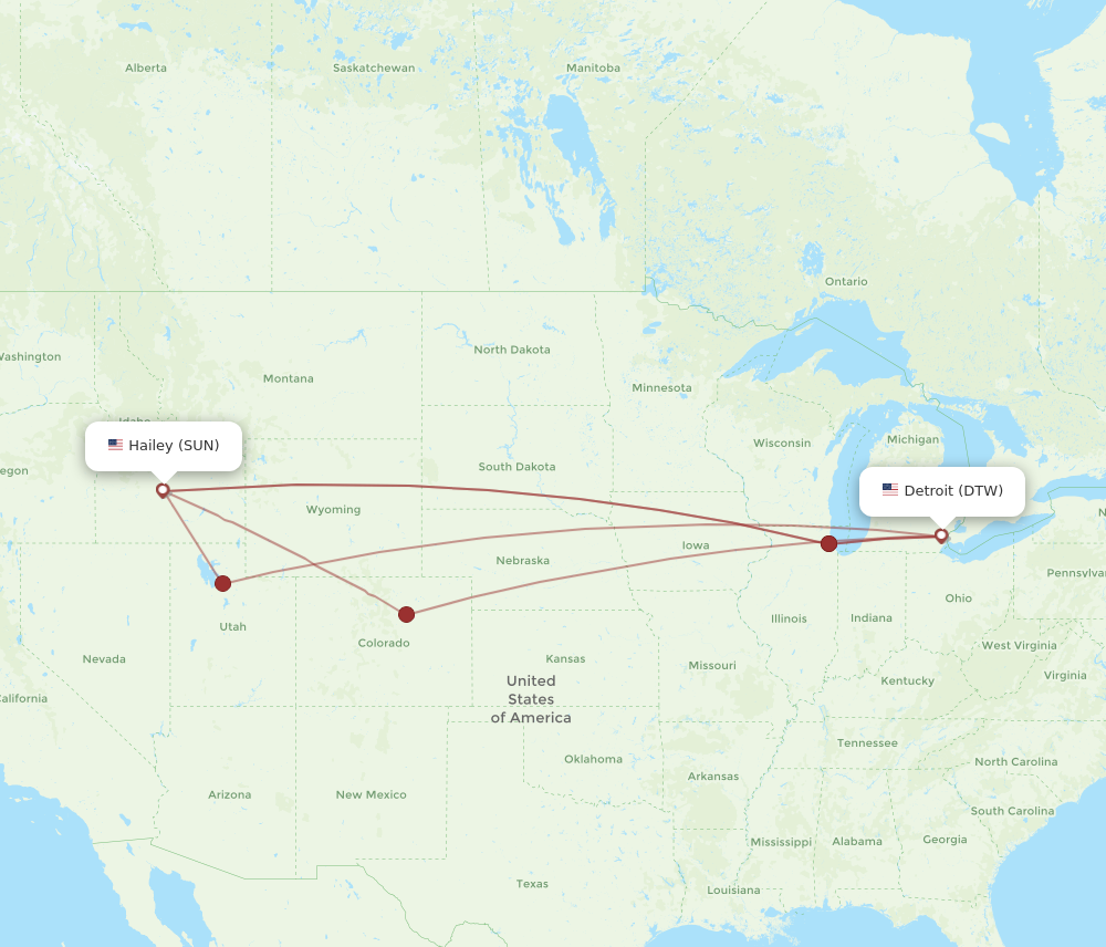 Flights from Detroit to Sun Valley DTW to SUN Flight Routes