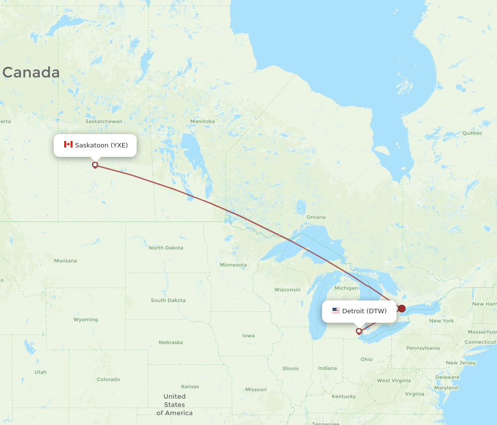 Flights from Detroit to Saskatoon DTW to YXE Flight Routes