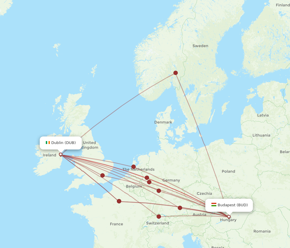 Flights from Dublin to Budapest DUB to BUD Flight Routes