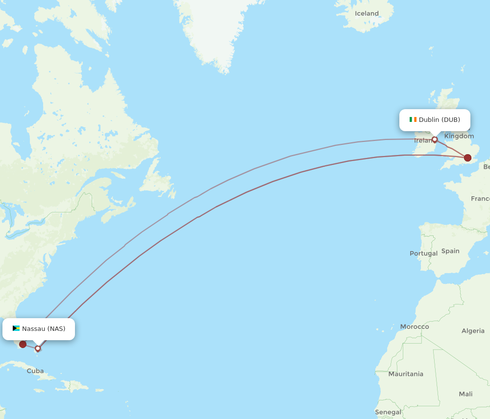 Flights from Dublin to Nassau DUB to NAS Flight Routes