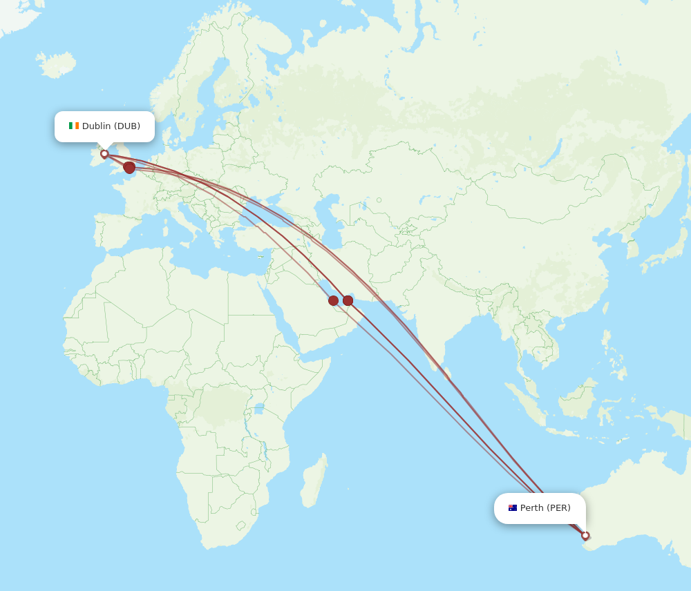 Flights from Dublin to Perth DUB to PER Flight Routes